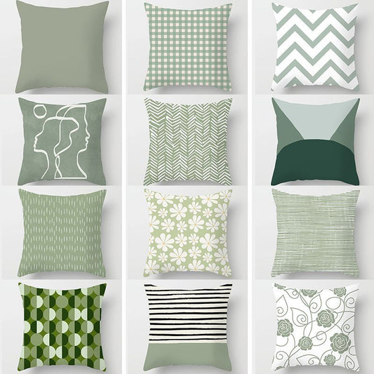 Mint Green Print Cushion Covers