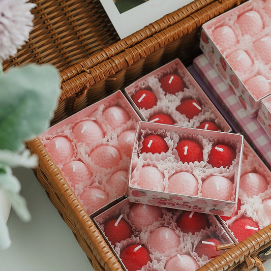 4/6/9pcs Scented Strawberry Candles